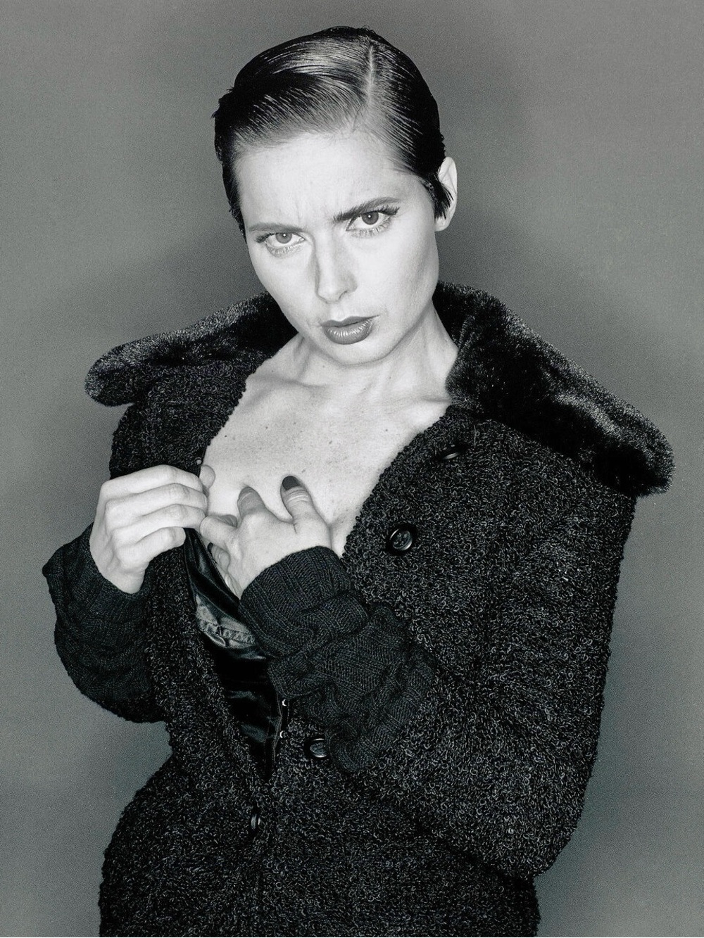 Vintage DOLCE & GABBANA F/W 1994 Boucle Faux Fur Collar Jacket in Orange